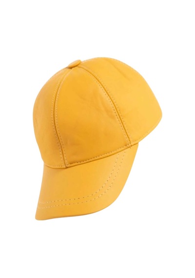 Tezzgelsin Unisex %100 Deri Arkadan Ayarlanabilir Baseball Kep Şapka Sarı