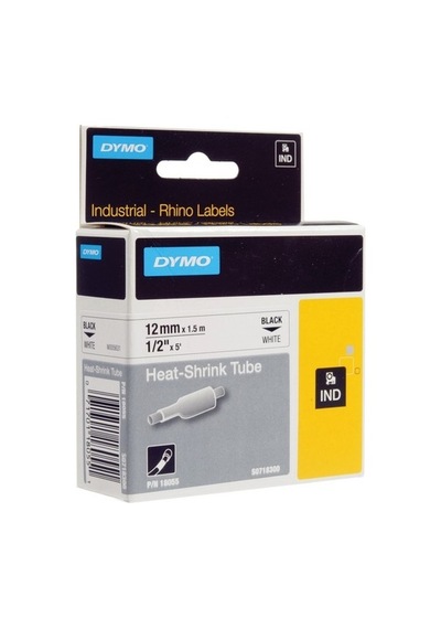 Dymo 18055 Rhinopro Isıyla Küçülen Şerit 12MMx1.5M Beyaz-Siyah