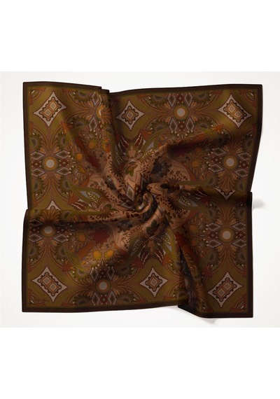 Silk Home Viskon Velora Eşarp Toprak Çok Renkli Desenli Tok Duruşlu 90x90