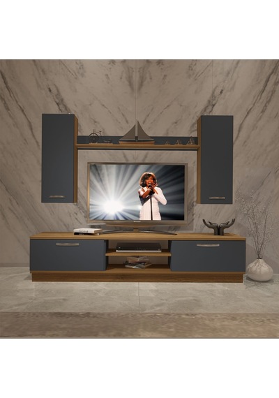 Decoraktiv Eko 5db Mdf Dvd Tv Ünitesi Tv Sehpası Pera - Antrasit