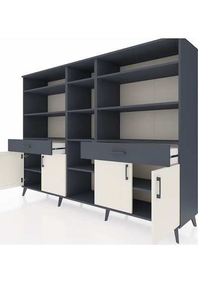 Hyperion Dolap 12 Raflı 2 Çekmeceli 4 Kapaklı 220x44x163 Antrasit Antrasit-aytaşı/antrasit Hyperion Dolap 12 Raflı 2 Çekmeceli 4 Kapaklı 220x44x163 Antrasit Antrasit-aytaşı/antrasit