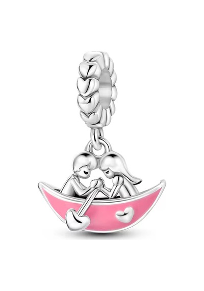 Fubena Kayık Çeken Sevgili Çift Sallantılı Charm Gümüş