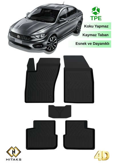 Hitaks Fiat Egea Sedan 2015 Ve Sonrası Uyumlu Paspas Araca Özel 4d Havuzlu Oto Paspas