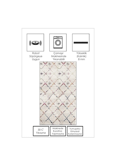 West Home Dijital Baskı Yıkanabilir Kaymaz Taban Leke Tutmaz Mutfak Halısı Salon Halısı Ve Yolluk Wh 464 White