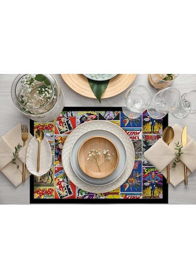 Adawall Home Justice League Kumaş Amerikan Servis 4'lü Set Çok Renkli