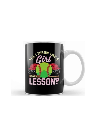 Yes I Throw Like A Girl Want A Lesson Pitcher Pun Kupa Bardak Porselen Karışık