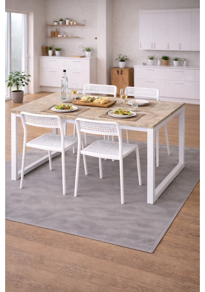 5'li Mutfak Masa Takımı, 4 Sandalye Ve 1 Masa, Yemek Odası, Bahçe Takımı, 4 Kişilik, Metal Ayaklı Masa: Merkür/beyaz - Sandalye: Beyaz 5'li Mutfak Masa Takımı, 4 Sandalye Ve 1 Masa, Yemek Odası, Bahçe Takımı, 4 Kişilik, Metal Ayaklı Masa: Merkür/beyaz - Sandalye: Beyaz