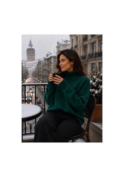 Hira Life Fashion Sfg Life Moda Kadın Balıkçı Yaka Tüylü Şardonlu Oversize Kazak Zümrüt Zümrüt Hira Life Fashion Sfg Life Moda Kadın Balıkçı Yaka Tüylü Şardonlu Oversize Kazak Zümrüt Zümrüt