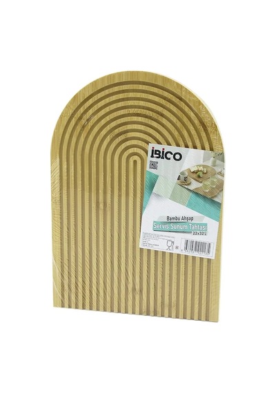 Yarım Daire Çift Taraflı Düz - Klı Ahşap Bambu Sunum Tepsi 22x32cm Çok Renkli