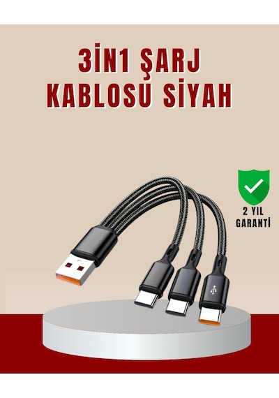 3 Ü 1 Arada Hızlı Şarj Kablosu İos Android Type-c Uyumlu 48243005