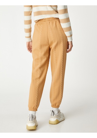 Koton Jogger Eşofman Altı Desenli Beli Bağlamalı Bej 3wak30108ek 3WAK30108EK063 Ekru