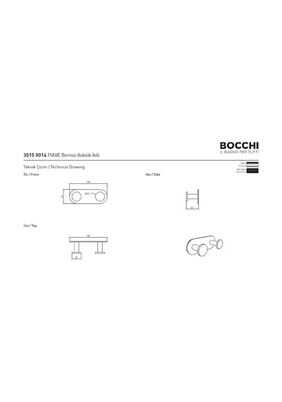Bocchi Piave Bornoz Askılık İkili Krom 3015-0014 Çok Renkli