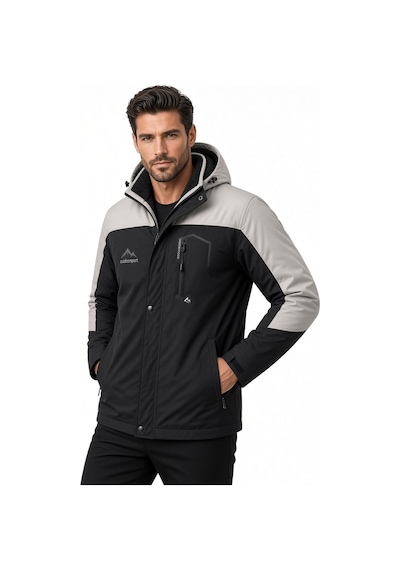Oksit Tuc 1032 İçi Polar/kürk Astarlı Su İtici Termal Softshell Erkek Mont - Soğuk Geçirmez Spor Kaban Siyah