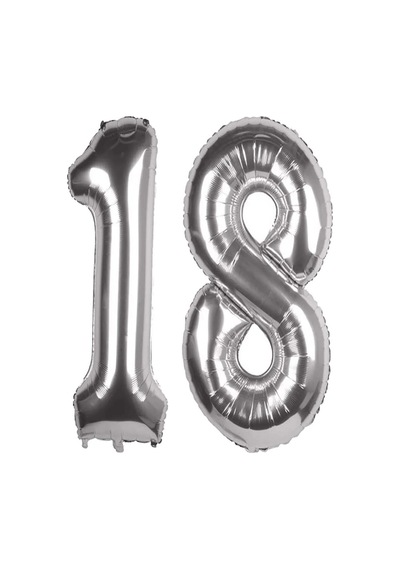 18 Yaş 100 CM gümüş Folyo Balon