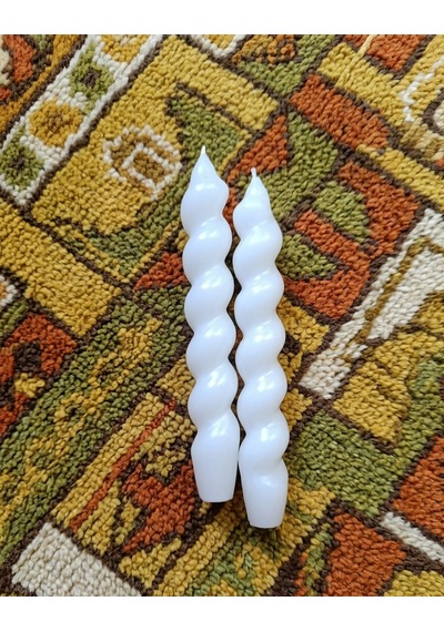 Pinterest Model, Spiral, Burgulu Beyaz Şamdan Mum 2' Li