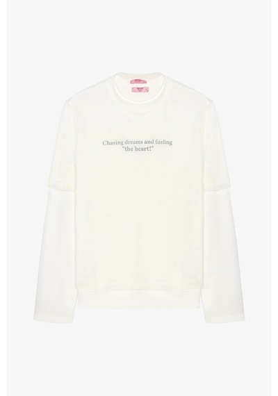 Quzu Tül Tişört Garnili Oversize Sweatshirt Ekru Ekru