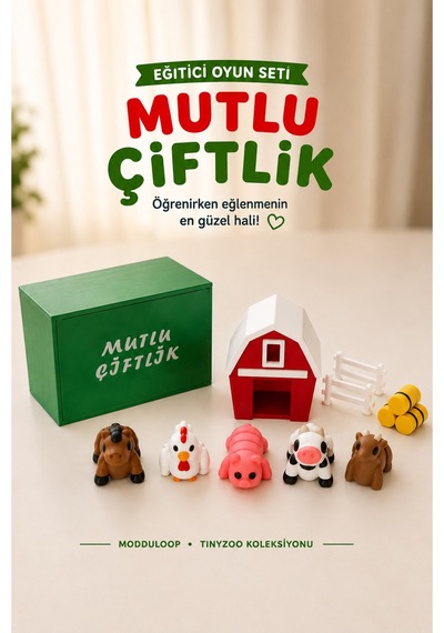 Çiftlik Oyun Seti Montessori İlhamlı Eğitici Oyuncak Hayvan Ve Aksesuarlar, İnek At Tavuk Keçi Domuz Ahır Mutlu Çiftlik