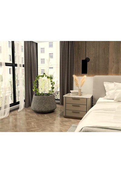 Nuano Consept Amber Serisi Yuvarlak Saksı Koyu Gri 78x52