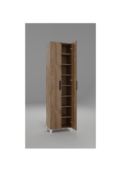 Long I 2 Kapaklı Raflı Çok Amaçlı Dolap Banyo Balkon Kiler Mdf Ceviz