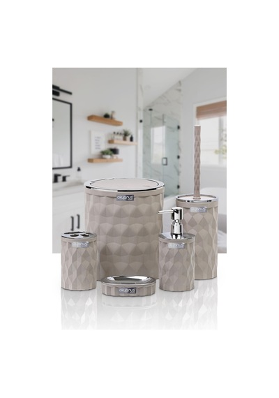 Okyanus Home Diamond Vizon Kromlu Click Kapak 5'li Banyo Seti Vizon