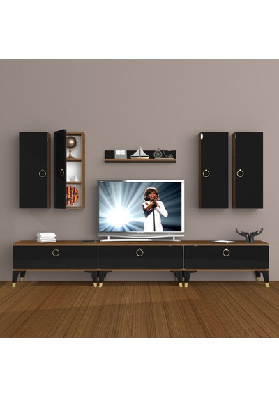 Decoraktiv Eko 8d Mdf Gold Tv Ünitesi Tv Sehpası Ceviz - Siyah