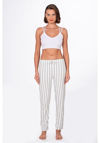 Kompedan Kadın Süet Çizgili Pijama Tek Alt Desen 9