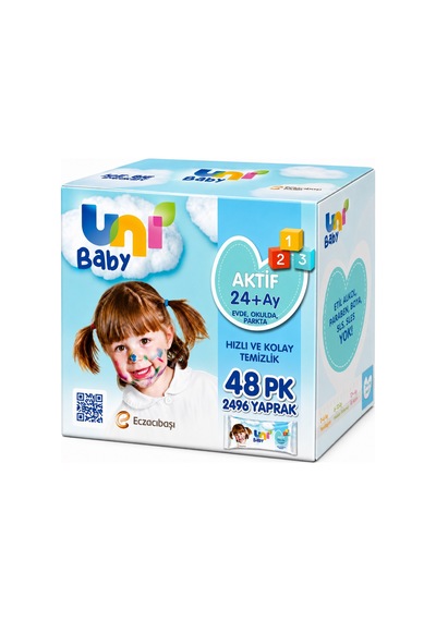 Uni Baby Islak Havlu Mendil 52 Yaprak Aktif 12pk 4 2496 Yaprak 48'li Set