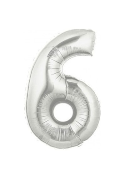 Gümüş Rakam 6 Folyo Balon 40 Inç 100 CM