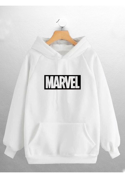 Macklin Kadın Erkek Marvel Baskılı Sweatshirt Beyaz Mck0673 Beyaz