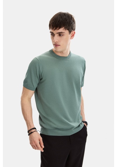 Backandbond Yeşil Regular Fit Kısa Kol Triko Tişört