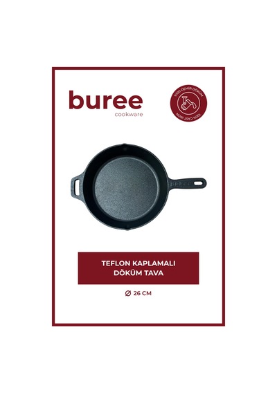 Buree Yuvarlak Teflon Kaplamalı Döküm Tava - Çap 26 Cm Siyah
