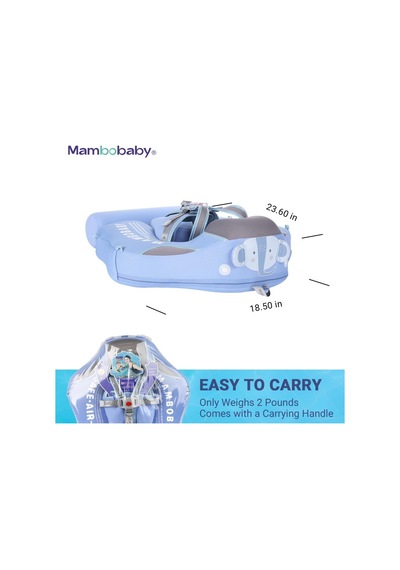 Mambobaby Yüzme Simidi - Mavi Fil, Emniyetli, Gölgelikli Ve Ayak Destekli