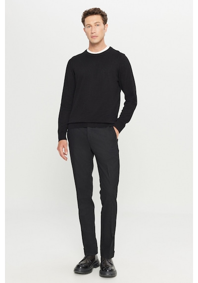 Altınyıldız Classıcs Erkek Sıyah Slim Fit Dar Kesim Gizli Lasiktli Yan Cepli Esnek Klasik Pantolon Siyah