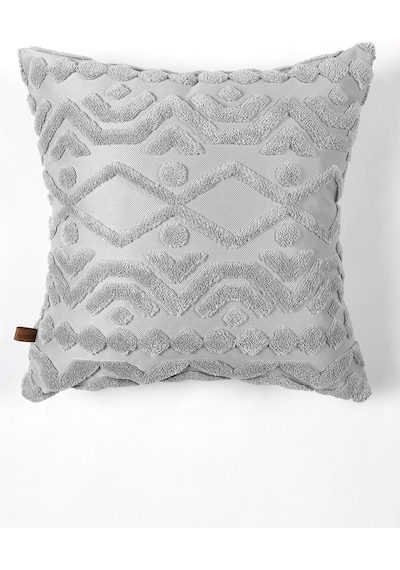 Bohem Özel Tasarım Punch Panç Desen Kare Dekoratif Kırlent Kılıfı 43x43 cm Letta Gri