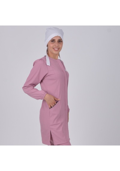 Pudra Soft Likra Hemşire Doktor Tesettür Alt Üst Takım Üniforma
