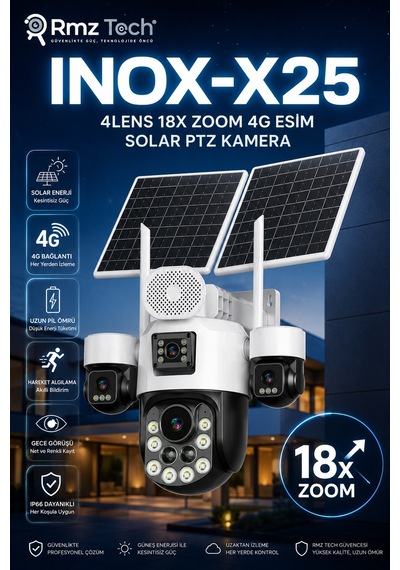 Inox X25 4lens 18x Zoom 4g Esim Solar Ptz Kamera