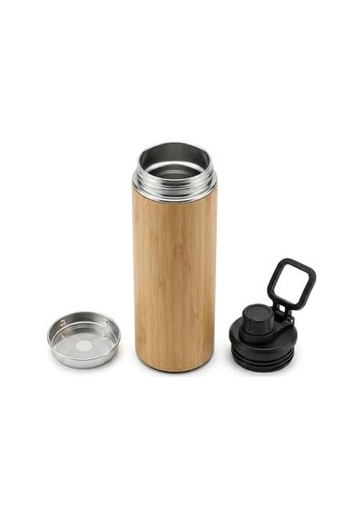 450 Ml Bambu Kaplama Tabanlı Mat Siyah Çelik Termos - Sıcak Ve Soğuk Tutucu Sızdırmaz Seyahat Bardağı Mug Çok Renkli