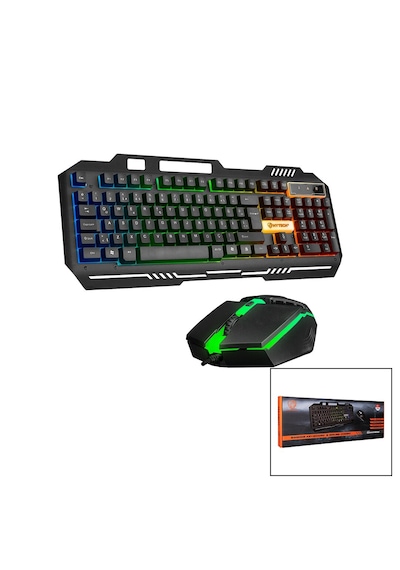 Everest Hkm-x86 Quin Gökkuşağı Işıklı Usb Kablolu Klavye - Mouse Set 150cm Kablo Diğer