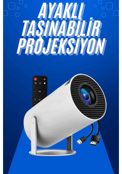 Taşınabilir Projeksiyon Ayaklı Projektör Android Uyumlu Hdmi Girişli - Lisinya