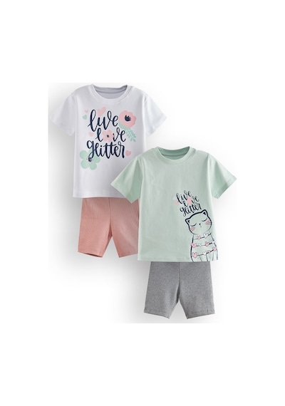 Denokids Çiçekler Kız Çocuk 2'li Pijama Takım Renklı Çok Renkli