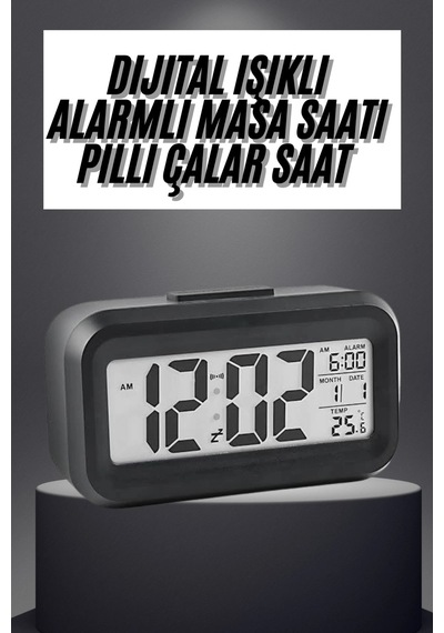 Hubrendy Tekno Gece Dijital Masa Saati Dijital Alarmlı Led Ekran Pilli Çalar Saat 16063626