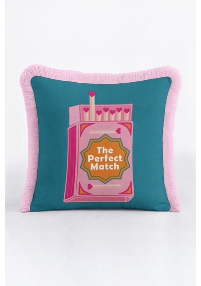 Romantik Pop Art Kibrit Kutusu Saçaklı Yastık Kılıfı - Turkuaz Pembe Püsküllü Farklı Kırlent Kılıfı Yalın Rota Ritüel Romantik Pop Art Kibrit Kutusu Saçaklı Yastık Kılıfı - Turkuaz Pembe Püsküllü Farklı Kırlent Kılıfı Yalın Rota Ritüel
