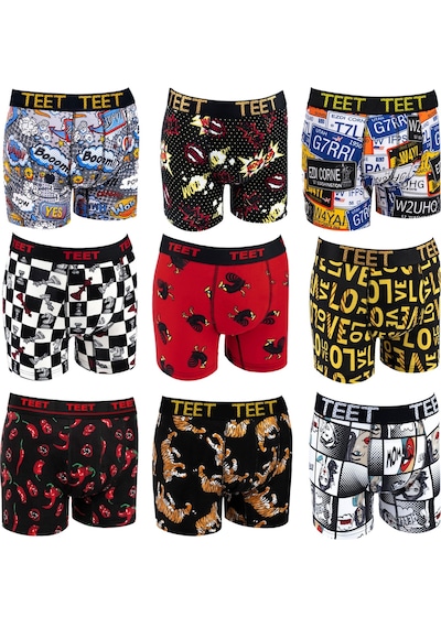 Teet Premium Erkek Boxer Pamuklu Desenli 9'Lu Set K4 001