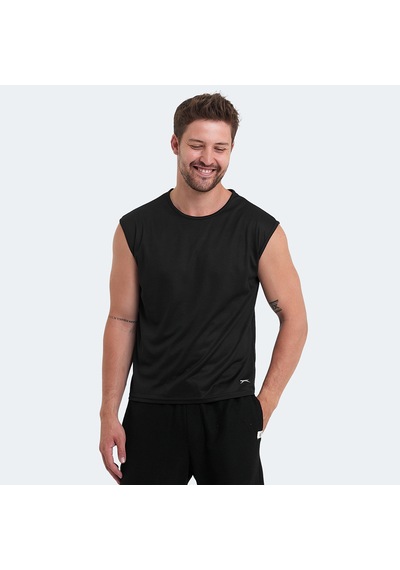 Slazenger VASKA I Erkek Kolsuz Siyah Tişört