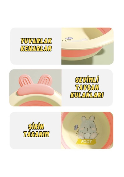 Katlabilir Yenidoğan Bebek Ve Çocuk Banyo Yıkama Kovası Pembe