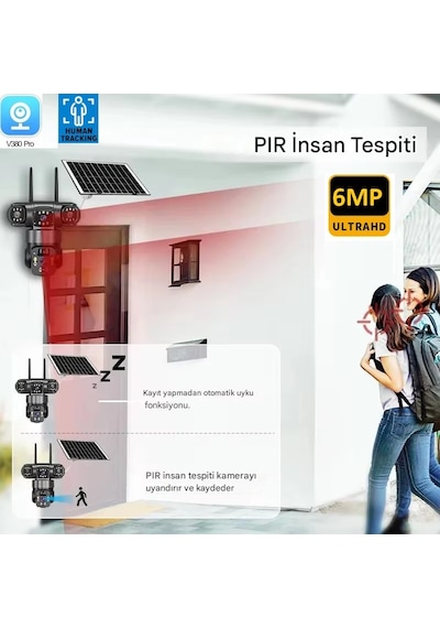 Ultimate Blm-77 6mp 3+3 2 Kameralı 3 Ekranlı Ultrahd 4g Güneş Enerjili Akıllı Güvenlik Kamerası