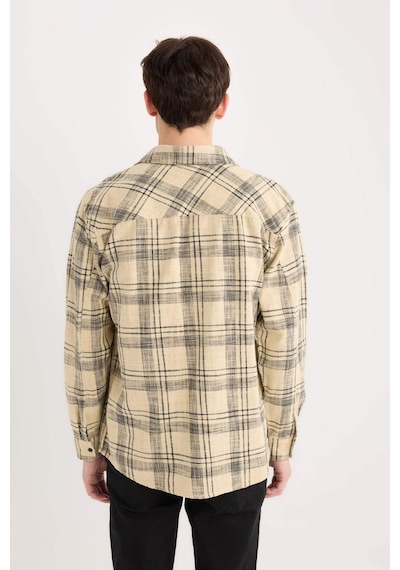 DeFacto %100 Pamuk Regular Fit Kareli Oduncu Flanel Uzun Kollu Gömlek D6727AX25SPBG540