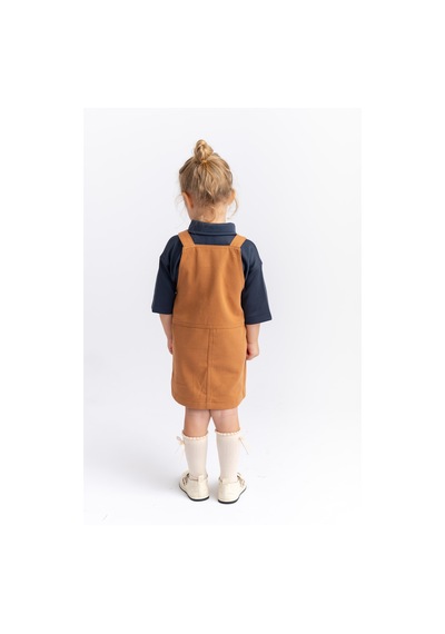 Oliventhekid Gabardin Jile Kız Çocuk Elbise Taba Taba