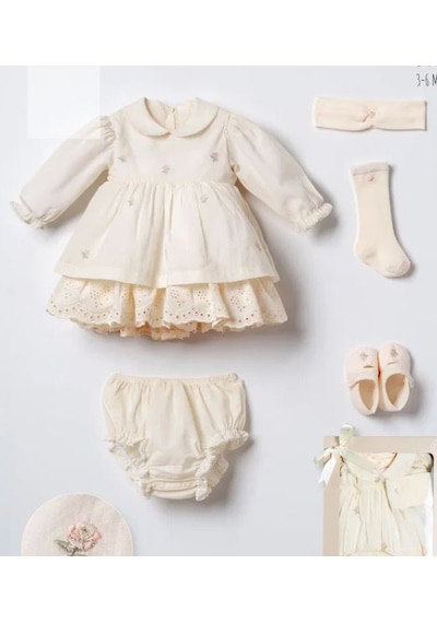AndyWawa Moonstar Kız Bebek Seti - Moonstar - Krem - 3-6 Ay - 53106-krem-3-6 Ay Krem