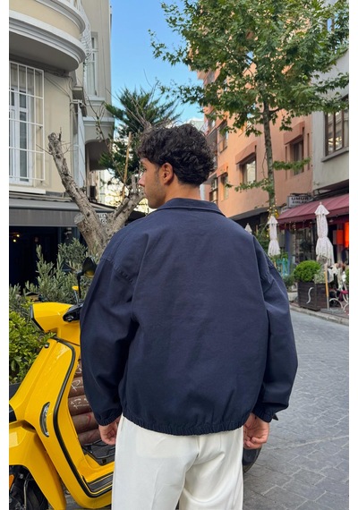 Flaw Gömlek Yaka Bomber İnce Ceket Lacivert Lacivert